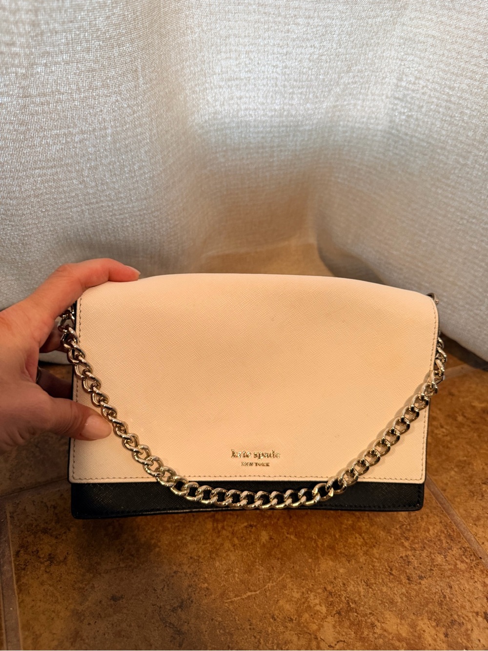 kate spade Two-Tone Black and White Chain Crossbody Bag - Cameron Convertible - Picture 2 of 9